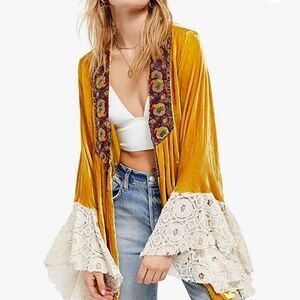 Free People Wanderlust Velvet Jacket size XS Rare Unique